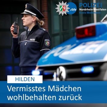 POL-ME: Vermisste 11-Jährige wohlbehalten zurückgekehrt – 2505122