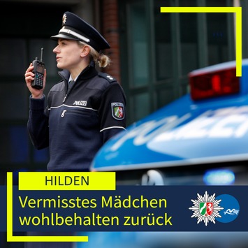 POL-ME: Vermisste 11-Jährige wohlbehalten zurückgekehrt – 2506063