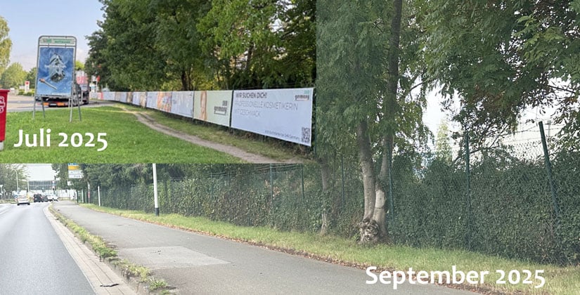 Ellerstraße: Die Plakatwand ist jetzt wieder verschwunden